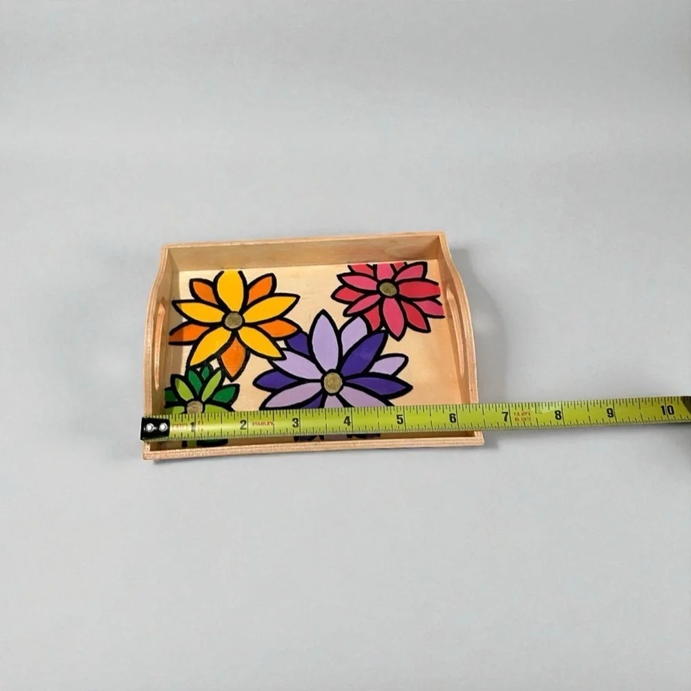 Handmade Flower Design Wooden Trinket Dish
